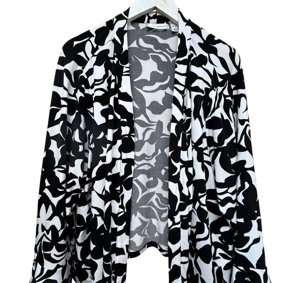 Susan Graver Cardigan Jacket Plus Size 3X Stretch Liquid Knit Black White Open F - Picture 7 of 9